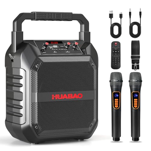 Image of Portable Karaoke Machine with 2 Wireless Microphones, Bluetooth Speaker for Adults & Kids, Karaoke Speaker, PA System with Remote Control, TF Card /USB /FM /AUX Mode for Party, Home & Outdoor