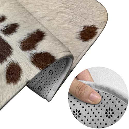 Badezimmerteppich-Set, 3-teilig, brauner Kuhfell-Druck, waschbare Badeteppiche, rutschfest, mit Rückenpolster, Konturteppich und Toilettendeckelbezug – Bild 5