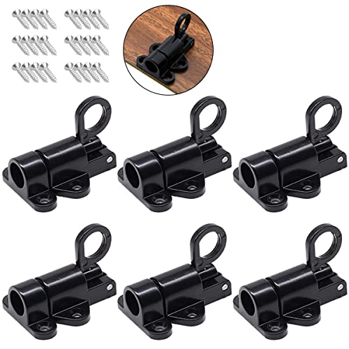 Pestillo de Puerta Automático,Tianher 6 Piezas Negro Perno de Puerta de Rebote de Resorte con Tornillos Adecuado para Ventanas Puertas de Madera Armarios Jardines Cover