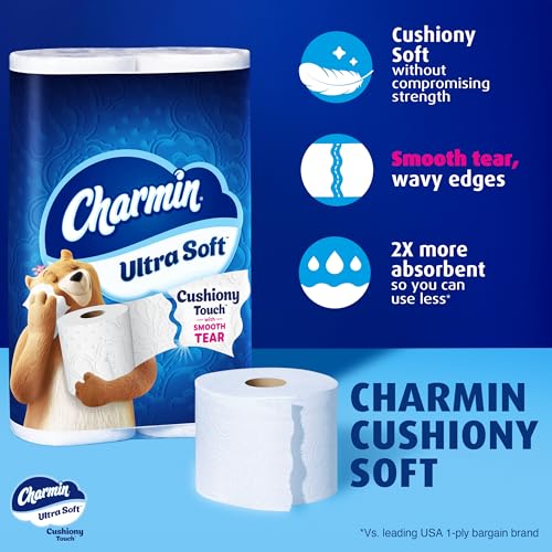 Charmin Ultra Soft Cushiony Touch Toilet Paper, 24 Family Mega Rolls = 123 Regular Rolls (Packaging May Vary)