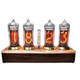 Nixie Tube Clock, Vintage Nixie Tube Clock, Retro Nixie Uhr Bluetooth, 10 Helligkeitsstufen Einstellbar Nixie RöHrenuhr Schwarze WalnussstäMme, Kreative