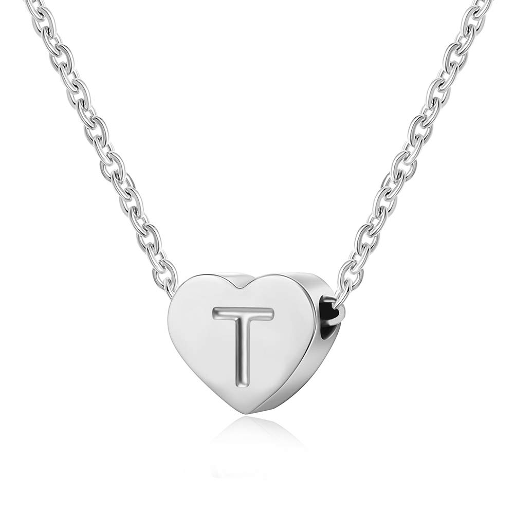 AFSTALR Silber Damen Halskette mit Klein Buchstabenherz Anhänger Initialschmuck für Frauen Mädchen Geburtstagsgeschenk