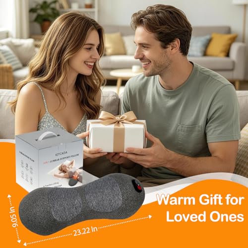 Image of Smooth Spine Triple Fusion Back Massager with Heat - Sciatica Pain Relief | Spine Decompression Device, Deep Tissue Massager for Lower Back Pain, Office Chair and Home Use