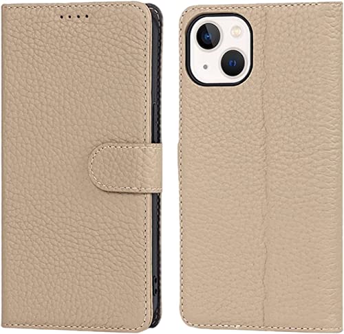 Étui portefeuille iPhone 13 Mini en cuir véritable avec clapet magnétique de protection