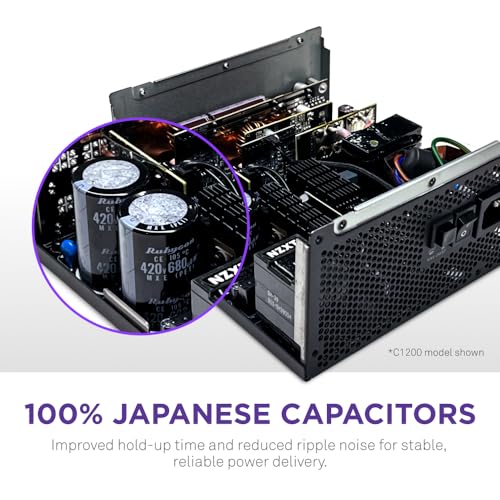 Image of NZXT C1200 Gold ATX 3.1 - Fully Modular Low-Noise PC Gaming Power Supply - 1200 Watts - 80 Plus Gold - 12V-2x6 Connector - Zero Fan Mode - 100% Japanese Capacitors - Black
