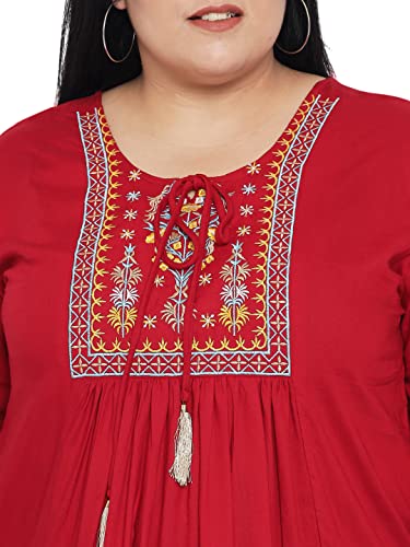 Image of Indietoga Women's Plus Size Rayon Embroidery Tops (2XL to 7XL)