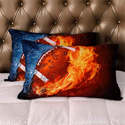 Mozeo 3D Football Bedding Duvet Cover Set 3 Piece (1 Duvet Cover+2 Pillowcase) For Teen Boys Sports Microfiber Bedding Quilt (Queen Football) #TOP6