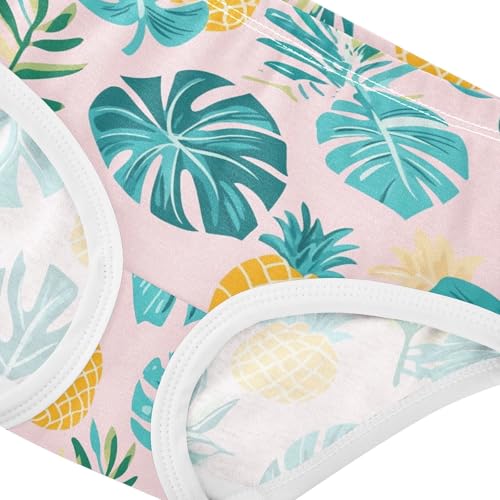 Wusikd Tropical Leaves Girls' Underwear Cotton Pineapples Pink Girls Briefs Soft Toddler Underwear 2T4