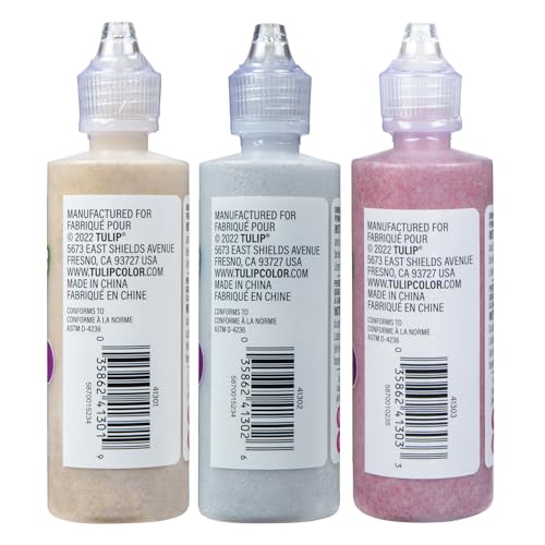 Tulip Puff Fabric Paint 3D, 4 fl oz, Festive 3 Pack - Gold Glitter, Sliver Glitter, Red Glitter - Image 2