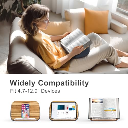 Image of ERGONOV Lap Book Stand for Hands Free Reading Comfortable Reading Pillow Stand Minimize Neck Strain Perfect Idea for Book Lovers in Dorm Room or Anywhere Else with Bookseat(Gray)