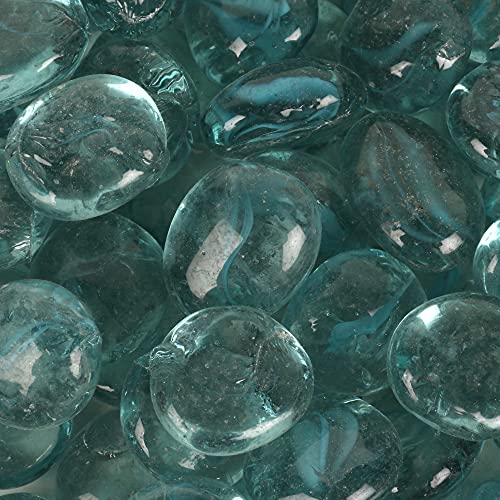Image of Color Stone Decorative Shiny Glossy Flower Glass Pebbles for Vase Fillers Plant Pots Home Table Garden & Outdoor Decoration (Blue Leaf 2 kg)