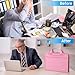ENGPOW Accordion File Organizer,Fireproof Expanding File Folder with Multi Pockets,13 Pockets Document Organizer with Handle & Labels,Portable Home Travel Safe Storage Folder for Letter A4 Files,Pink