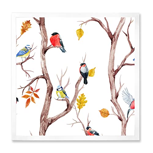 Tableau arbres et petits oiseaux DesignQ : cadre déco nature moderne
