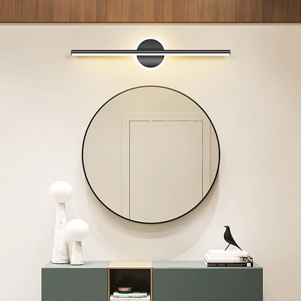 Lampada da specchio per bagno a LED Lampada da parete per vanità nera, Apparecchio di illuminazione frontale per specchio per trucco sopra l'armadietto a specchio, Luci per specchio da toeletta linear