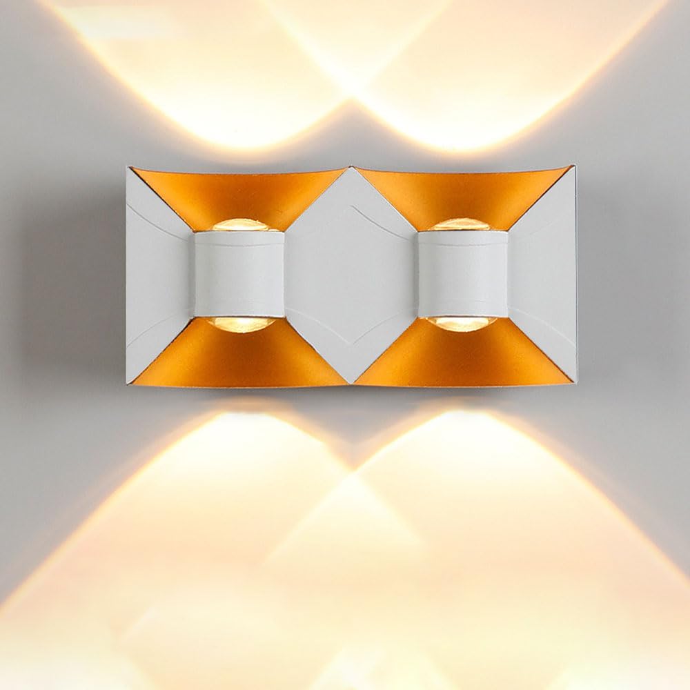 YUANCHUTOP European Style Waterproof Outdoor Wall Lamp,Modern Simple Bow Led Decorative Light,Indoor Corridor Balcony,American Villa Courtyard Garden Garage Rainproof Sconces