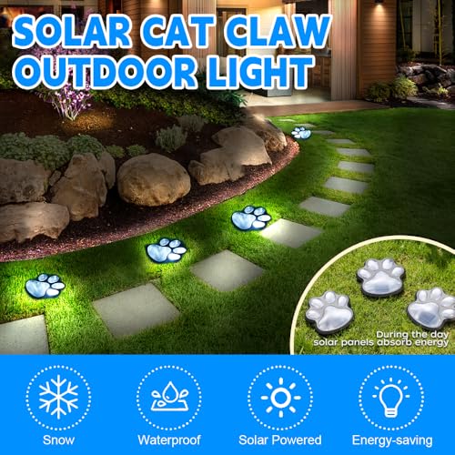 Luces solares de huellas de patas con diseño impermeable pack de 4 focos LED para césped 4