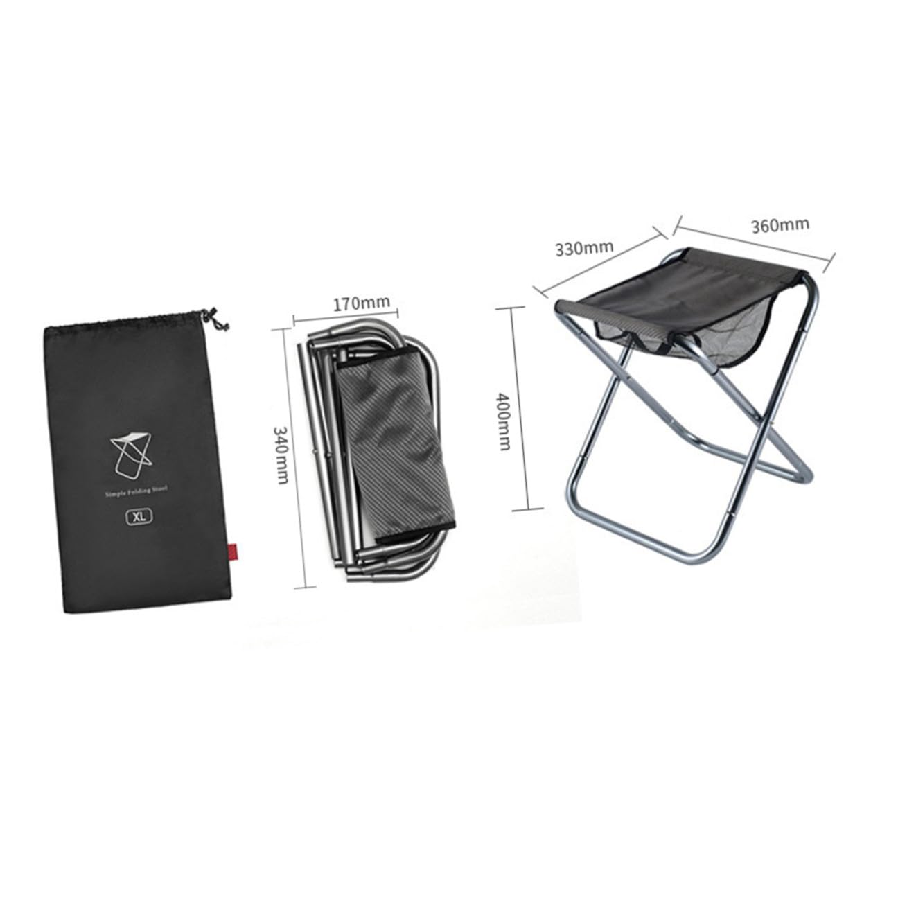 ULTECHNOVO Sgabello Pieghevole Portatile in Lega di Alluminio Resistente e Facile da Montare, per Campeggio e Spiaggia, Seduta Comoda per Escursionismo e Pesca