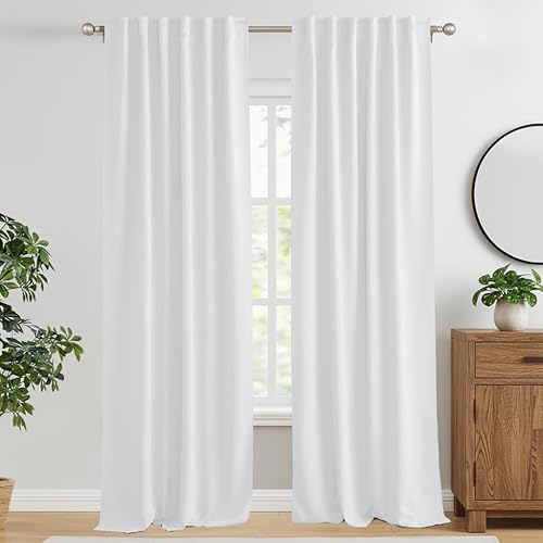 Miniatura 36 de RYB HOME - Cortinas blancas, cortinas para oscurecer la habitación, con aislamiento térmico, juego de cortinas opacas para dormitorio, sala
