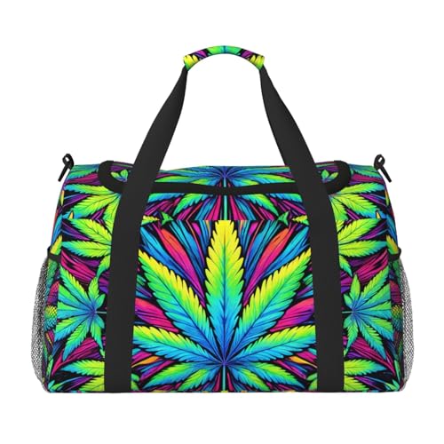 40l Gym Travel Duffel Bag Rainbow Tropical Weeds Carry-On Workout Overnight Backpack