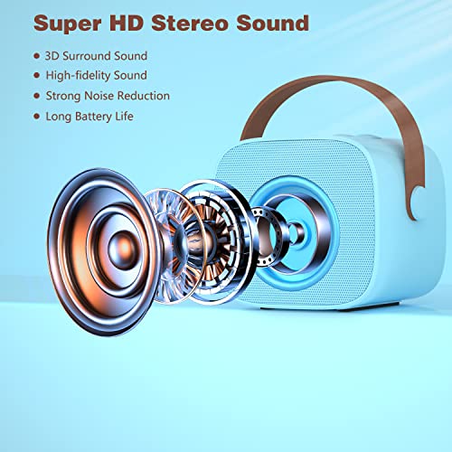 Verkb Mini Karaoke Machine For Kids, Kids Music Player Toys For Girls And Boys, Portable Bluetooth Speaker With Wireless Microphone For Kids Toddler Home Party Birthday Gifts For Girl(Blue) #TOP1
