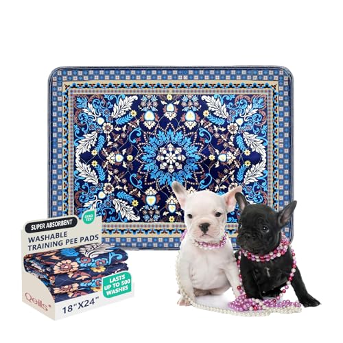 Qeils Reusable Puppy Pads, Washable Pee Pads Super Absorbent Dog Training Pads, Non-Slip Leakproof Wee Wee Pads for Crate, Floor, Potty Pads Feeding Mat Dog Pee 2 Pack 18"x24"