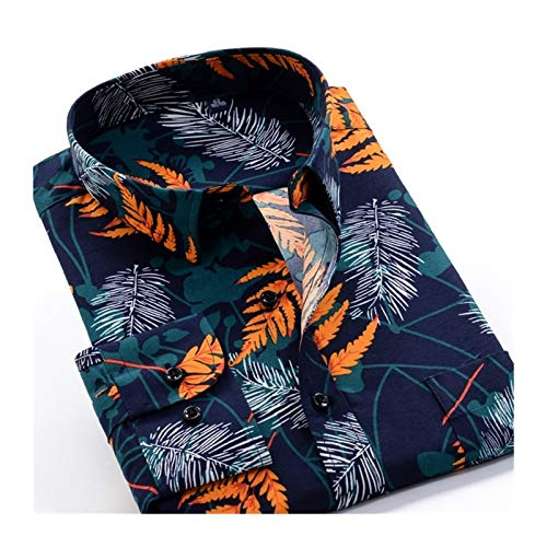 QWERBAM 6XL 7XL 8XL 9XL 10XL Large Size-Blumen-Druck-Männer Art und Weise beiläufige Langarm-Shirt Frühlings-Hemd 24 Farben (Color : 13, Size : 8XL.) Cover