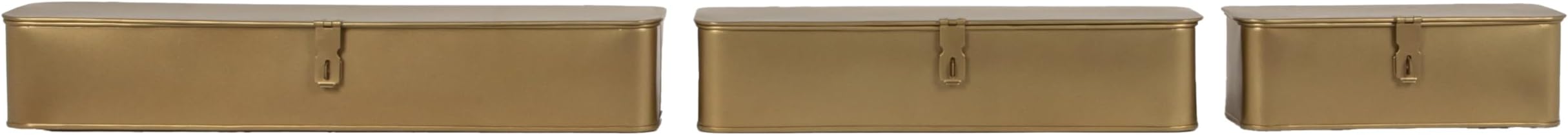 Creative Co-Op Decorative Metal Boxes with Gold Finish (Set of 3 Sizes)