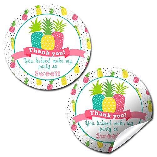 Autocollant fête d'anniversaire ananas pour déco de buffet