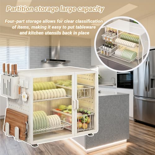Escurridor de platos de 2 niveles con tapa – Escurreplatos de encimera HeavyDu para fregadero Sto ceSaving de cocina de metal para un secado eficiente