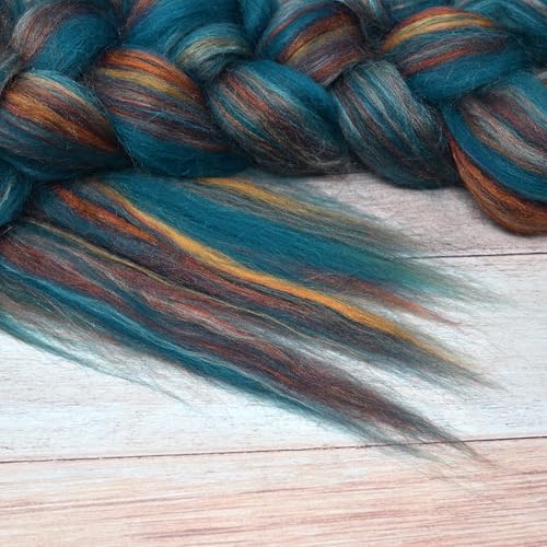 Image of Combed Top Roving. Limited Edition Fiber for Spinning, Needle Felting, Wet Felting, Weaving and Crafting. Fancy, Colorful, Exotic Designer Blend, Cyprus Sunset