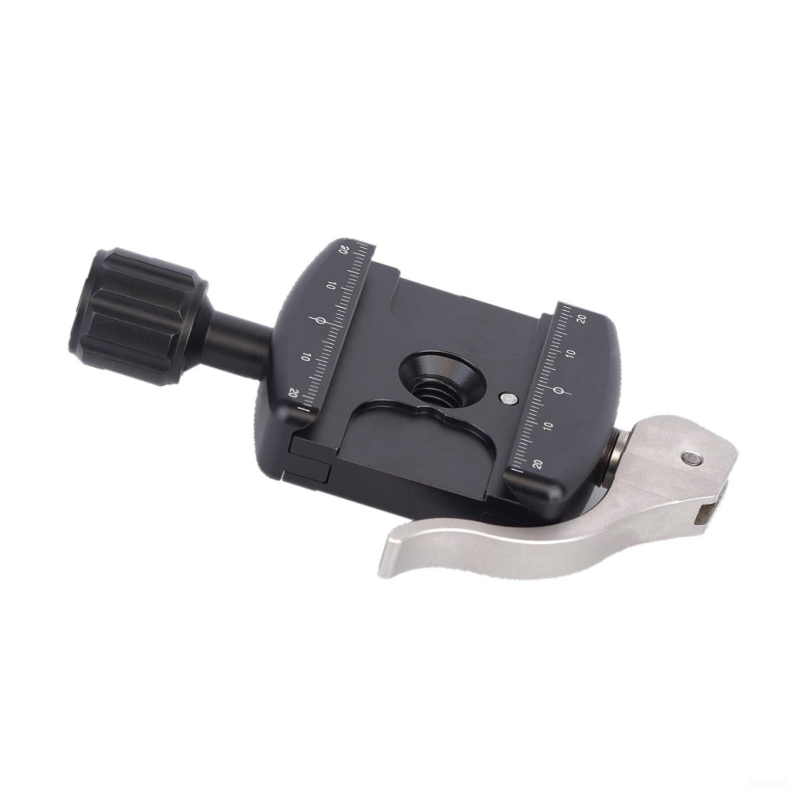 Abrazadera de cambio rápido para RRS de 50 mm, ajustable para arca para swiss, placa de sujeción de aleación de aluminio, placa base compacta de 8 x 8 x 4 cm, color negro, para trípode de viaje y