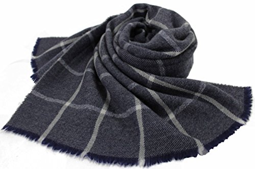 Écharpe Trendy gris bleu blanc Rotfuchs en pure laine mérinos pour homme et femme collection hiver