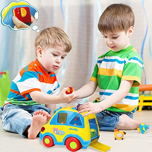 HOMOFY Baby Toy 12-18 Months, Musical Shape Smart Bus & Go Action Bus Early Education Toy ,Various Animal Sounds/Music/Light/Animal Puzzles, Gift Toys for 1 2 3 Year Old Boys Girls Kids Toys (Big)