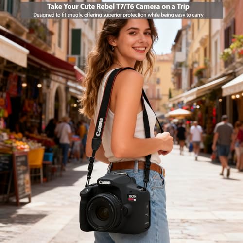 Image of Case for Canon EOS Rebel T7 Rebel T6 Camera, Soft Silicone Rubber Protective Camera Case Cover Accessories, Lightweight, Anti-Scratch with Button Marking for EOS Rebel T7 T6 (Black)