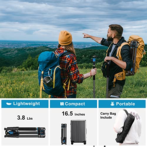 Tripod For Camera, 81" Camera Tripod Stand, 83 Inches Dslr Tripods & Monopods, Heavy Duty Travel Tripod For Binoculars Laser Level Spotting Scope Telescope, Professional Complete Tripod Units #TOP3