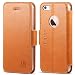 iPhone SE Case, iPhone 5s Case, SHIELDON Genuine Wallet iPhone 5S Leather Case [Card Slot] [Flip] [Kickstand] All Purposes Protective Case [Slim Fit] for iPhone 5/5S/SE - Brown