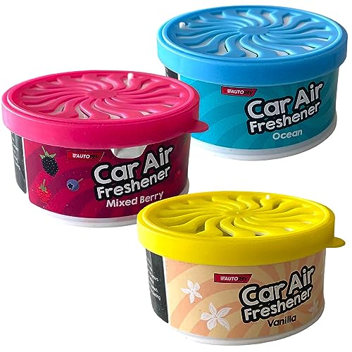Car Air Freshener Fresh Mixed Berry, Vanilla and Ocean Scent Long Lasting Up To 45 Days Fragrance – 3 Pack
