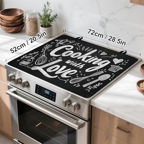 Image of Stove Top Cover for Home Decoration Kitchen Pad Washable Cooktop Covers Countertop Stove Protector Mat for Home Kitchen Cooktops (Cooking with love, 28 inchx20 inch)