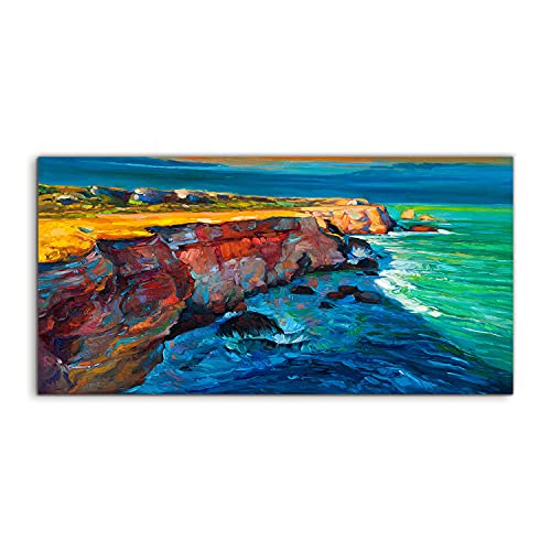 Tableau acrylique 100x50cm Abstraction Cliff Ocean decoration murale pour salon