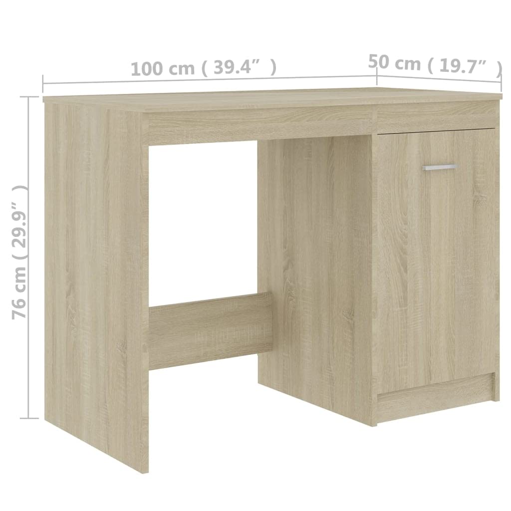 Scrivania in rovere Sonoma, 100 x 50 x 76 cm, per computer, ufficio, PC, lavoro, laptop, gaming, segretaria, cassetto, scaffale, tastiera, altezza dello spazio di archiviazione, per monitor