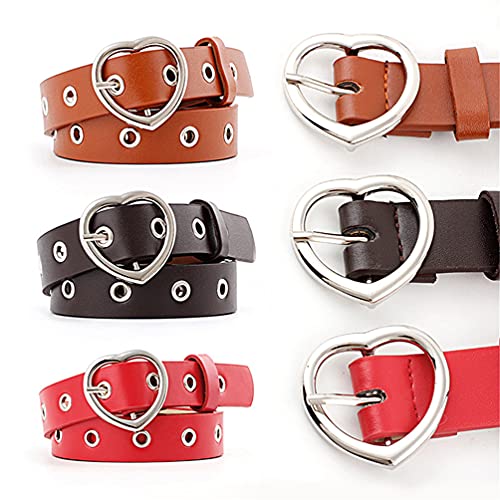 Familyhouse Heart Belt Women Leather Eyelet Heart-Shape Belt for Jeans Dress Ladies Waist Belt2