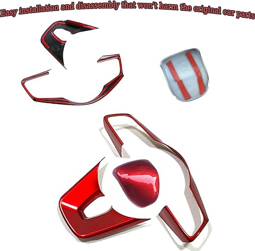 Miniatura 7 de 3 piezas de calcomanías interiores para volante para Kia Forte Cerato K3 2019 2020 2021 2022 2023 2024  ABS rojo vino deportivo accesorios