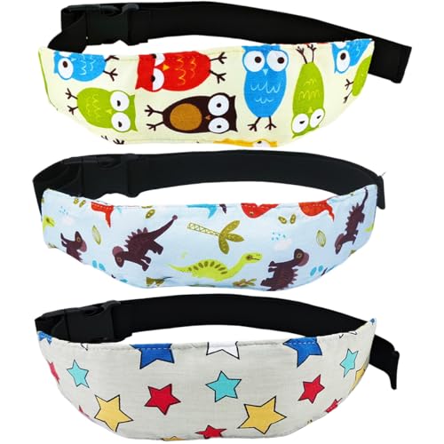 Image of 3 Pcs Baby Carseat Head Support Band Neck Relief Headrest Strap for Stroller Car Seat Head Holder for Toddler Kids Children Child Baby Infant(White and Green)