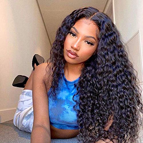 Amella Hair 10A Lace Closure Human Hair Wigs 4x4 Curly Lace Closure Wigs Human Hair Pre Plucked With Baby Hair (22 inch)