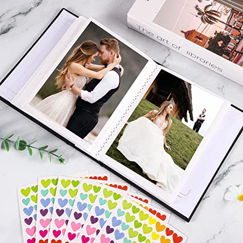 Photo Albums,Black 6x4 Photo Book 80 Photos Pockets Cloth Cover photos Album Slip In Albums 4x6 Photo Slot with Love sticker for Artwork or Postcards Storage - Image 2