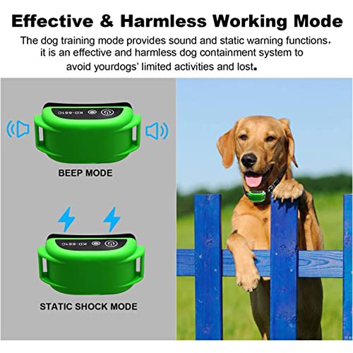 Wireless Dog Fence & Outdoor Training Collar 2-in-1,Boundary Container for Electric Pets,Safe Effective Vibrate/Shock Dog Containment System,Adjustable Range,Waterproof,Rechargeable,Harmless for Dogs,