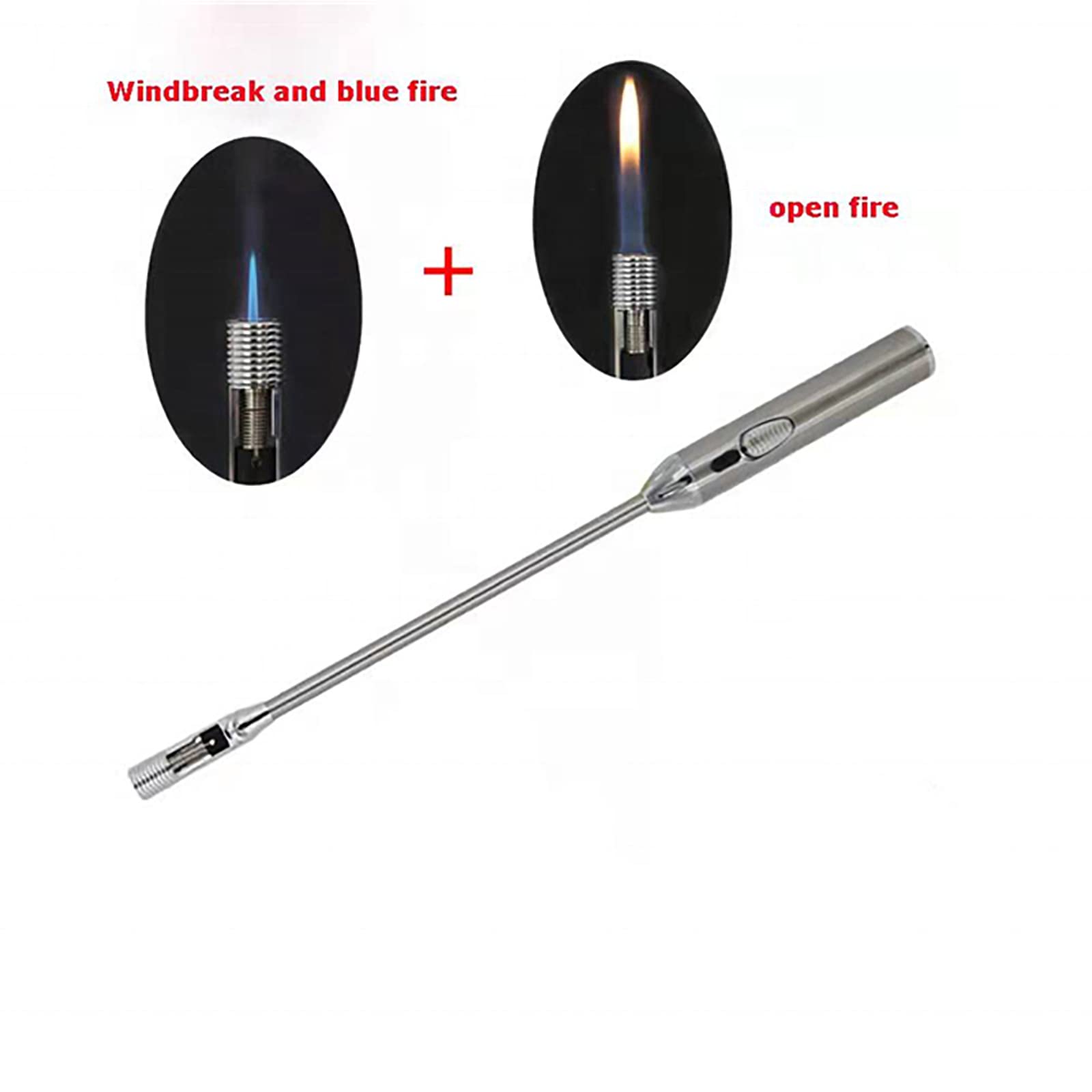 Encendedor de fuego con llama de chorro, encendedor de cocina, soplete de butano con bloqueo de seguridad, para postres, soldadura de bricolaje, barbacoa y horneado (gas butano no incluido)