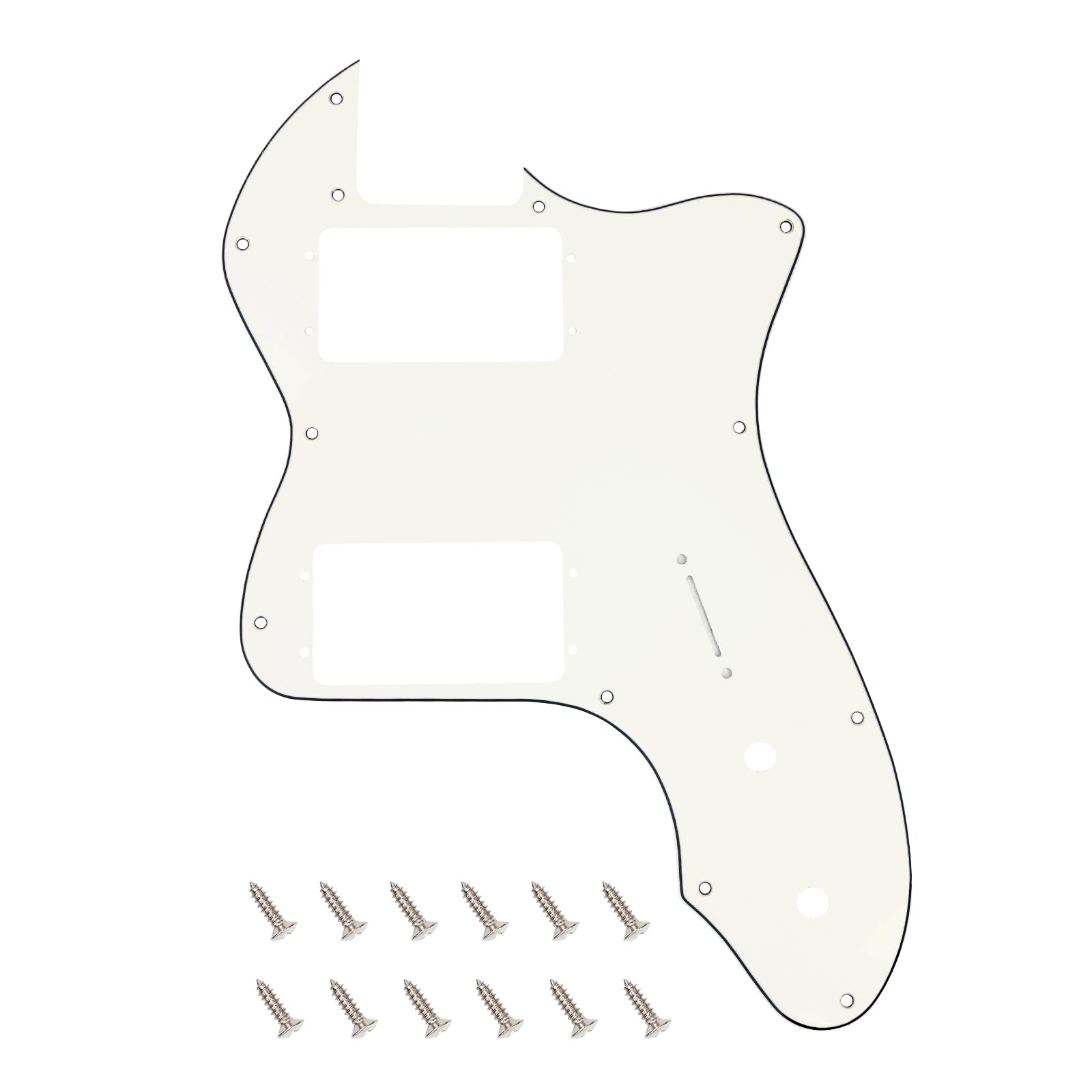 Banworks 3 Ply Tele HH Pickguard 12 Holes Wide Range Pickup Slot Cover Telecaster Pickguard Scratch Plate for USA/Mexican Fender Vintage 72 Tele Thinline Style Electric Guitar JT-HB-07 Vintage White