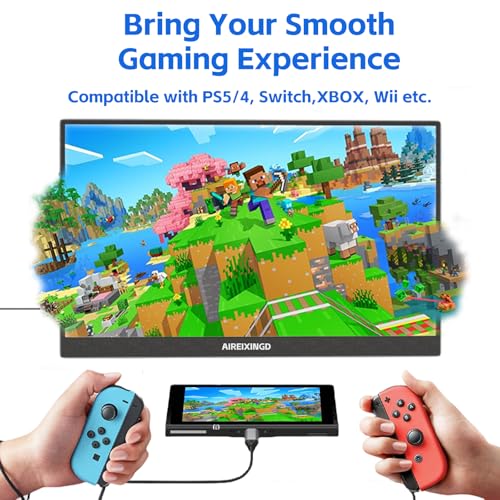 Image of 15.6'' Portable Gaming Monitor 144Hz 1ms, 1080P FHD IPS Kickstand Portable Monitor with HDR, Matte LCD Display, External Second Screen for Laptop, PC, PS5, Mac, Xbox，USB /Type-C /Mini HDMI