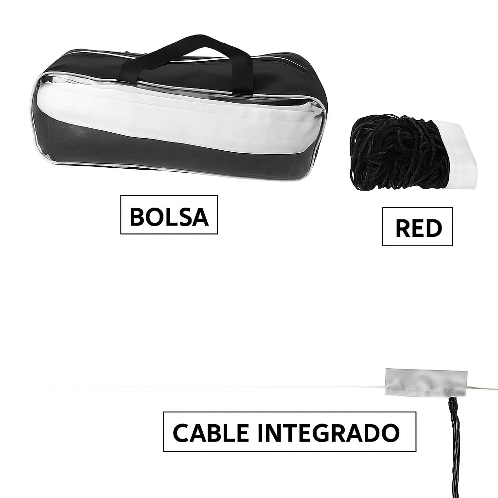 Red volei Playa Multideporte, 9,5 x 1 m, para Voleybol, Bádminton y Tenis, con Cuerda Reforzada, Resistente al Clima, Incluye Bolsa - reemplazo voley